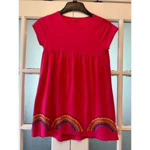 LANDS’ END GIRLS SHORT SLEEVE PINK RAINBOW DRESS 💖🌈